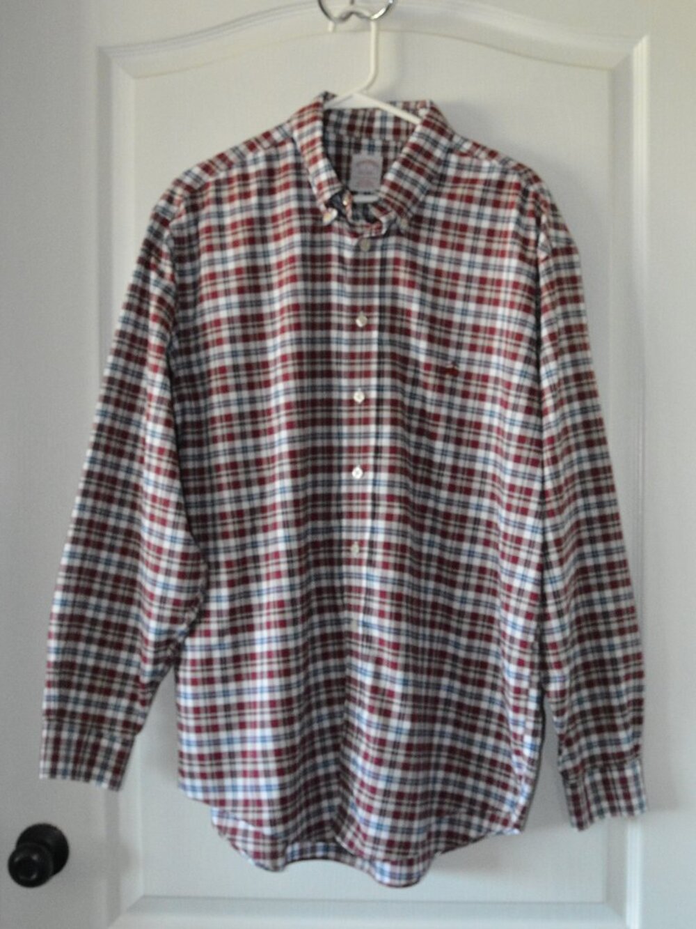 Brooks Brothers Shirt Oxford Button Down Plaid Supima Cotton Men's size Large